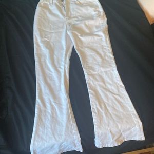 white boot cut pants